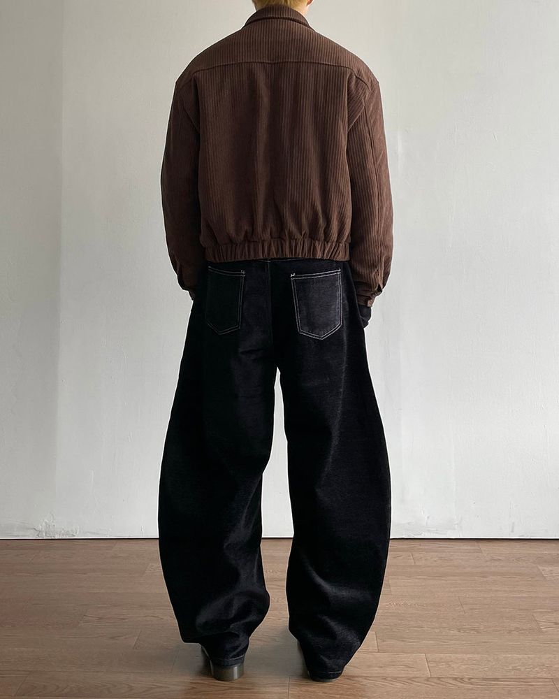Button Curved Velvet Pants