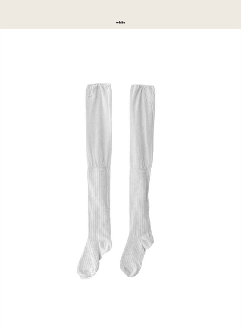 blur layered double over knee socks