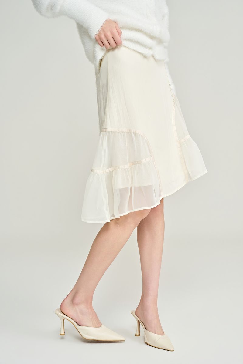 Rose terrace ruffle skirt, Ivory