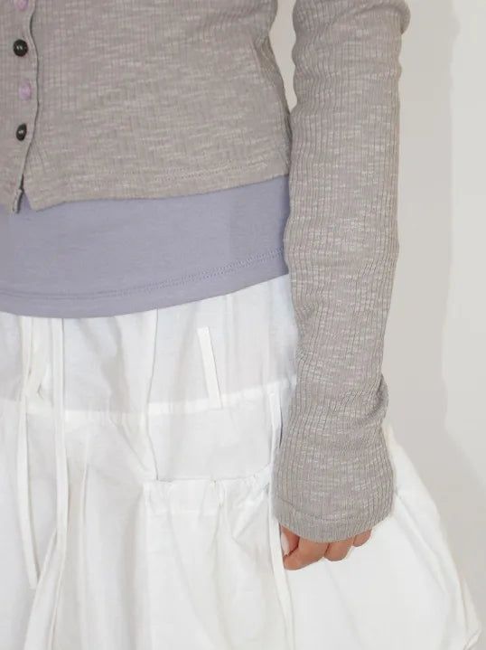 COLOR BUTTON RIBBED CARDIGAN