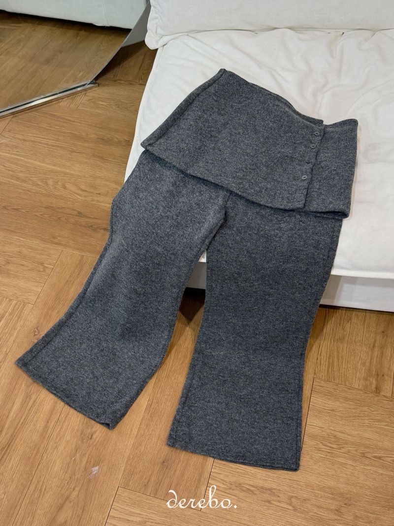 Layered skirt long knit pants