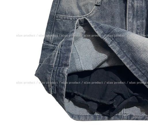 Yoni cargo denim mini skirt