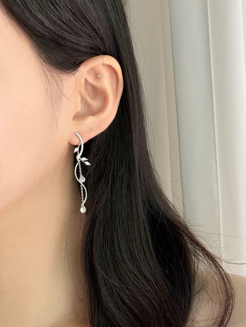 Leaf wave earrings / 2 colors / wedding drop guest look