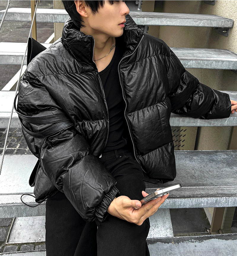 Leather black padded