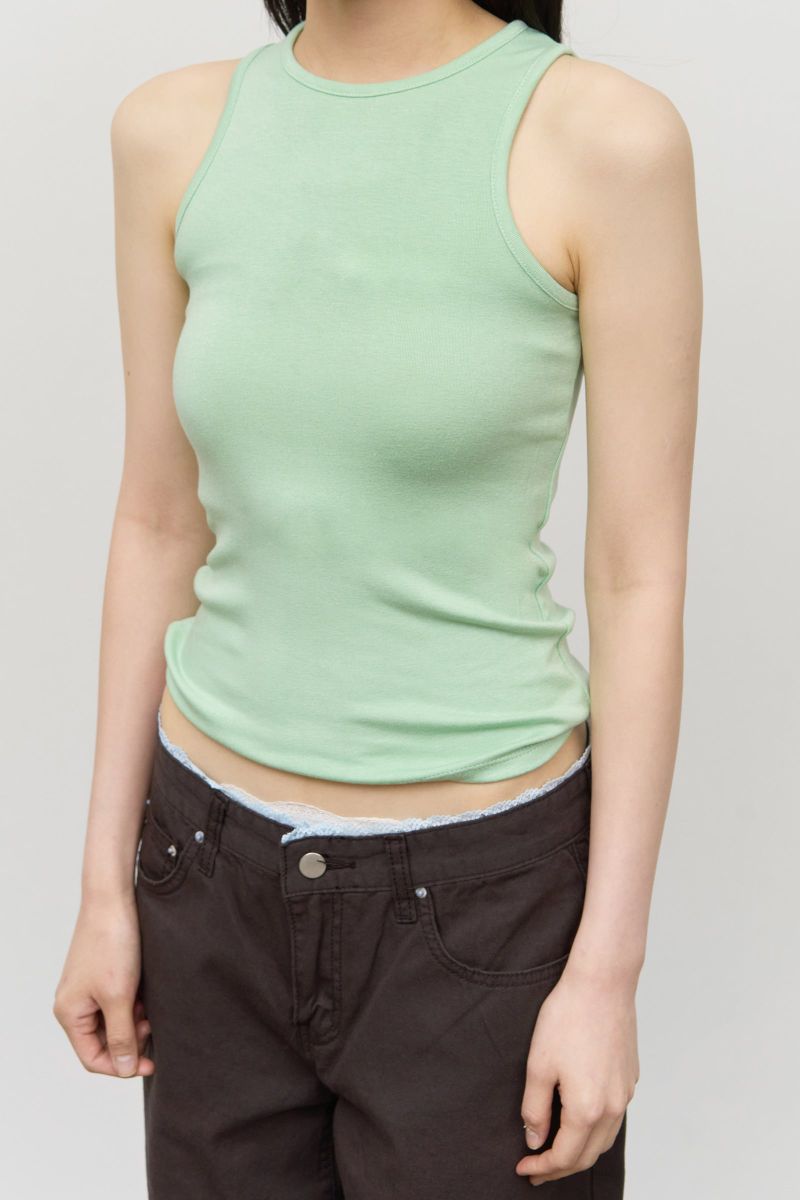 (W) Bean Ribbed Sleeveless