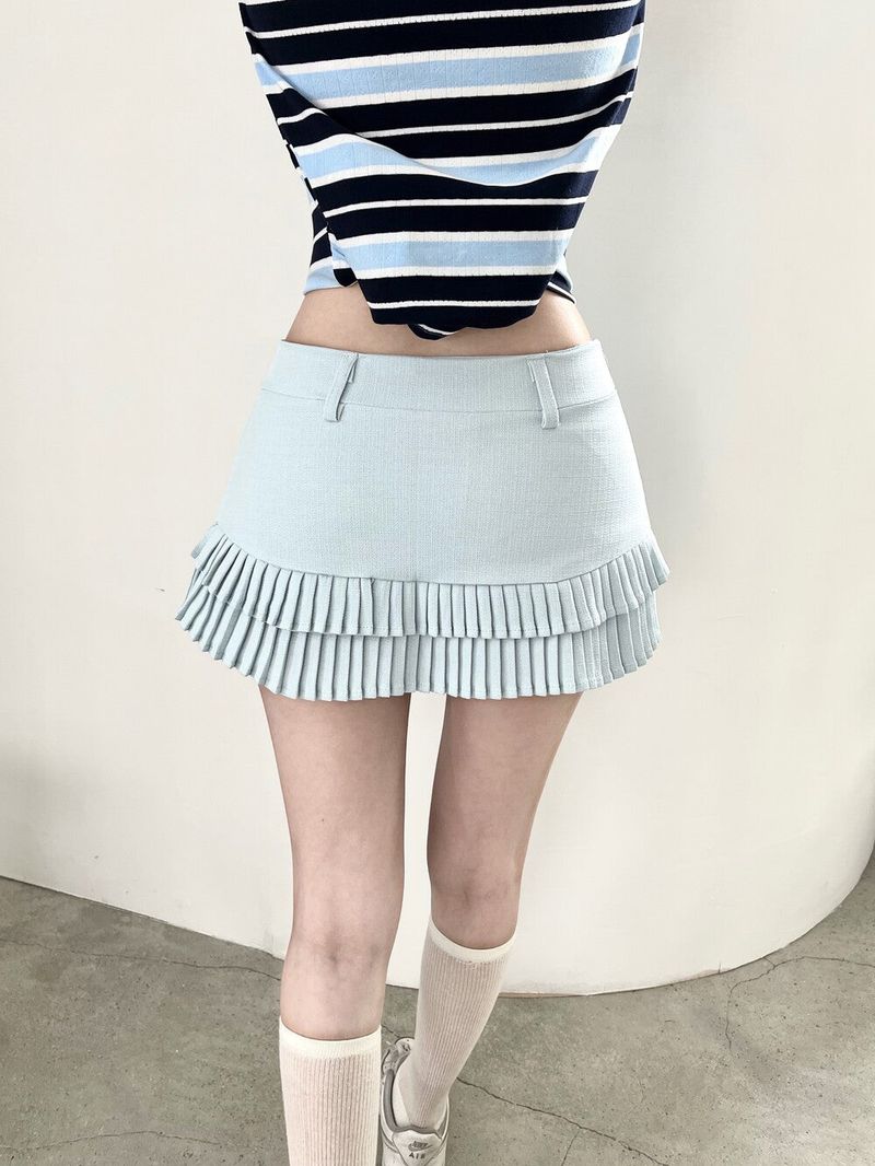 1469. Tweed pleats mini sk (3color)