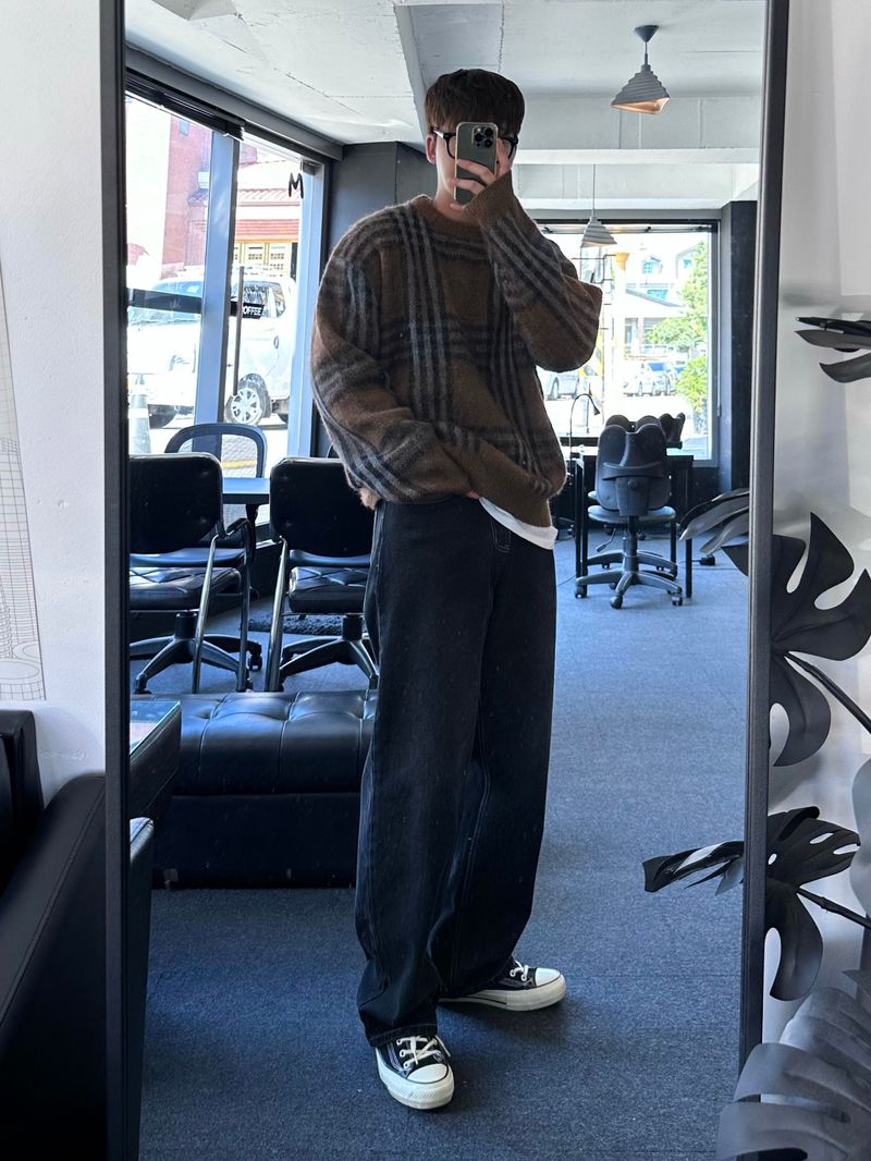 maranda check loosefit knit