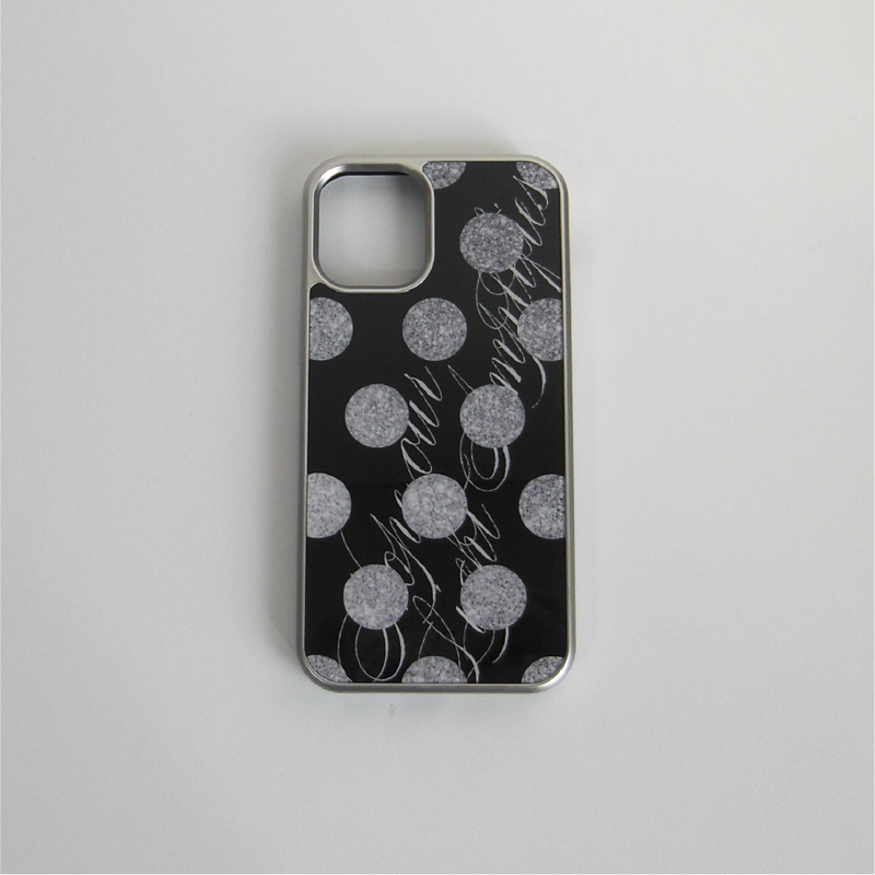 [MADE] glitter dot slogan silver glass bumper case