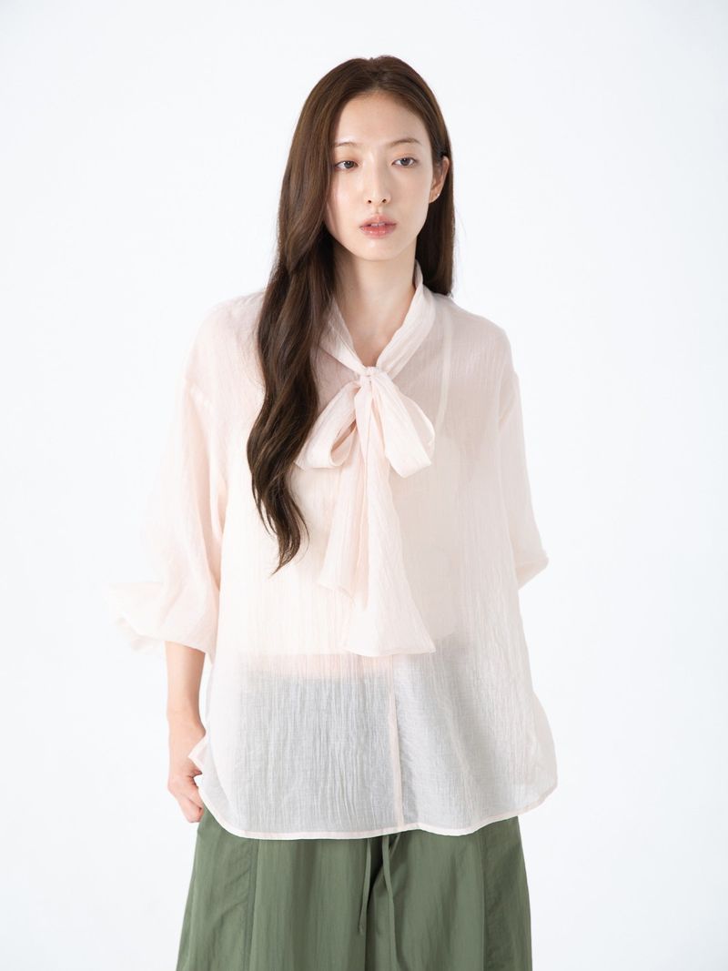 Ribbon Tie Blouse (Pink)