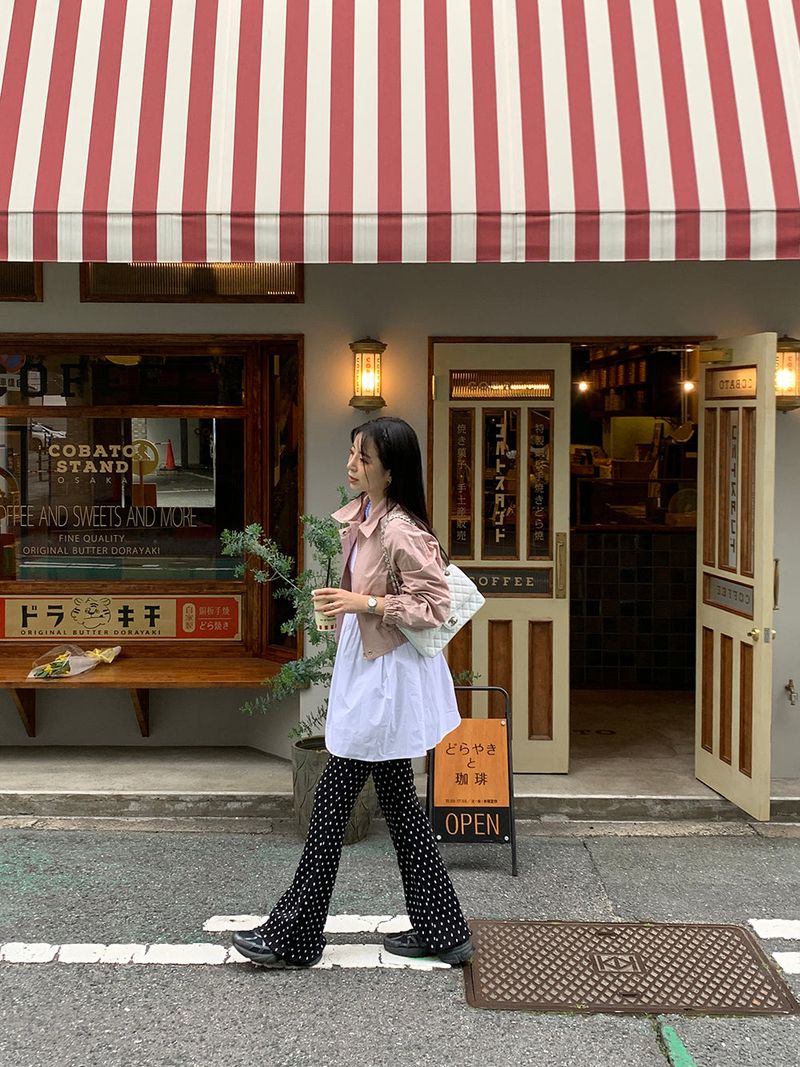 [MADE] Dot Pleated Long Bootcut Pants