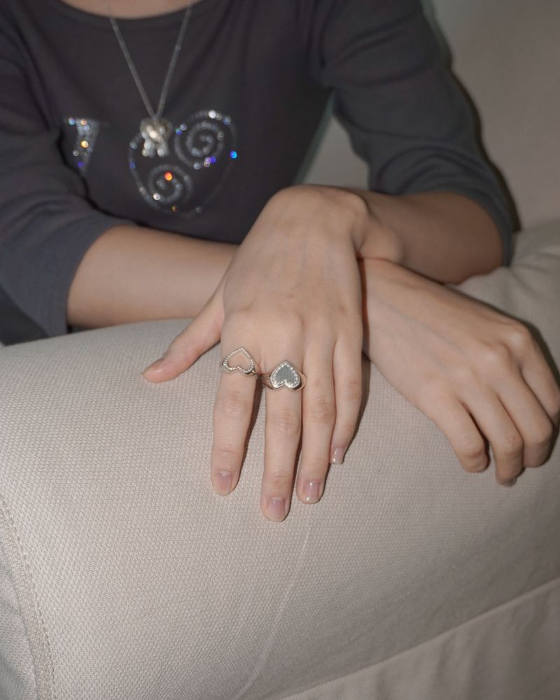 [925SILVER] ICING COOKIE HEART STUD RING
