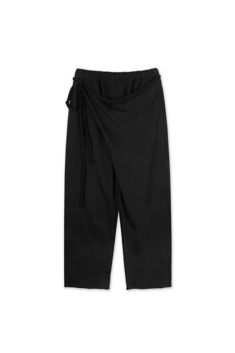 SHIRRING TIE SWEAT PANTS (BLACK)