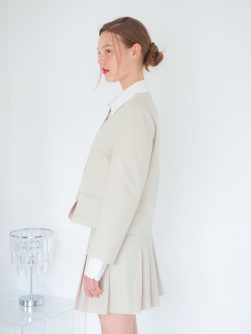 MARIE BASIC ROUND JACKET_BEIGE