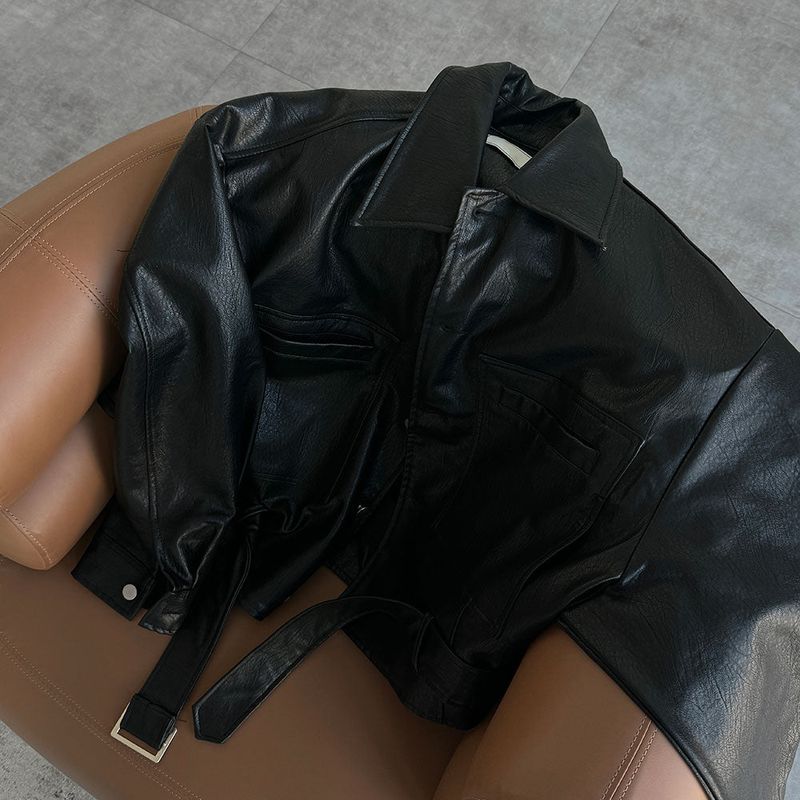 ASCLO Biker Leather Belt Jacket (2color)