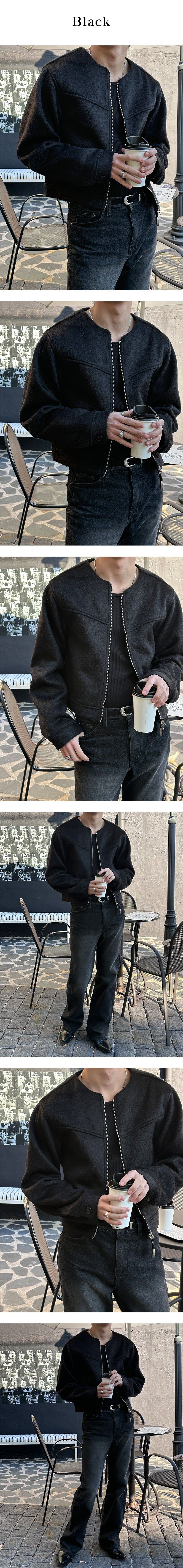 [F/W] Wool roundneck crop jacket(2color)