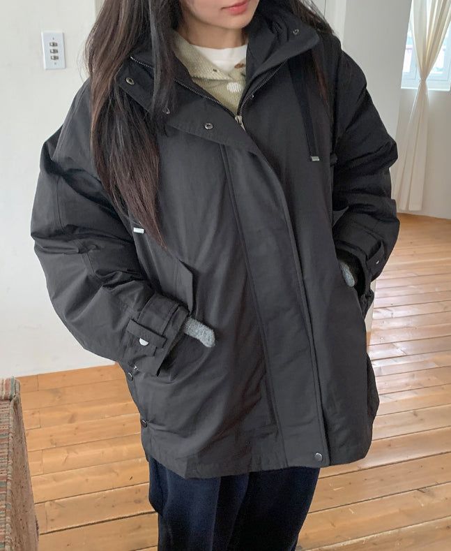 Shoel Hooded Half Duck Down Padded Jumper