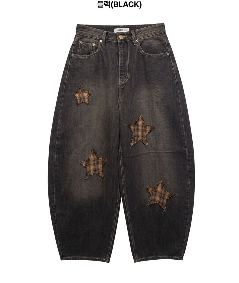 Sina Check Damage Curved Jeans