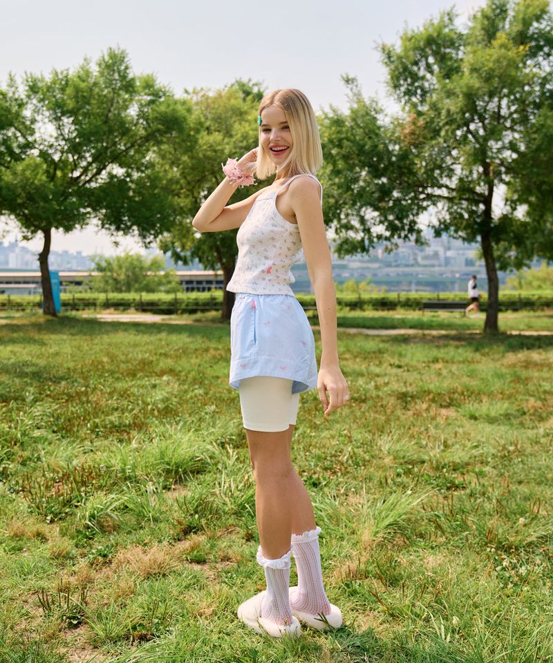 STRIPE RIBBON SHORTS BLUE