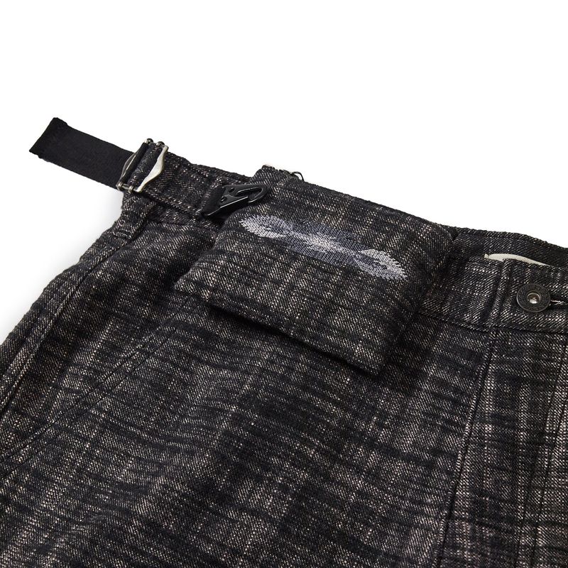 Shaggy check pouch pants / Black purple