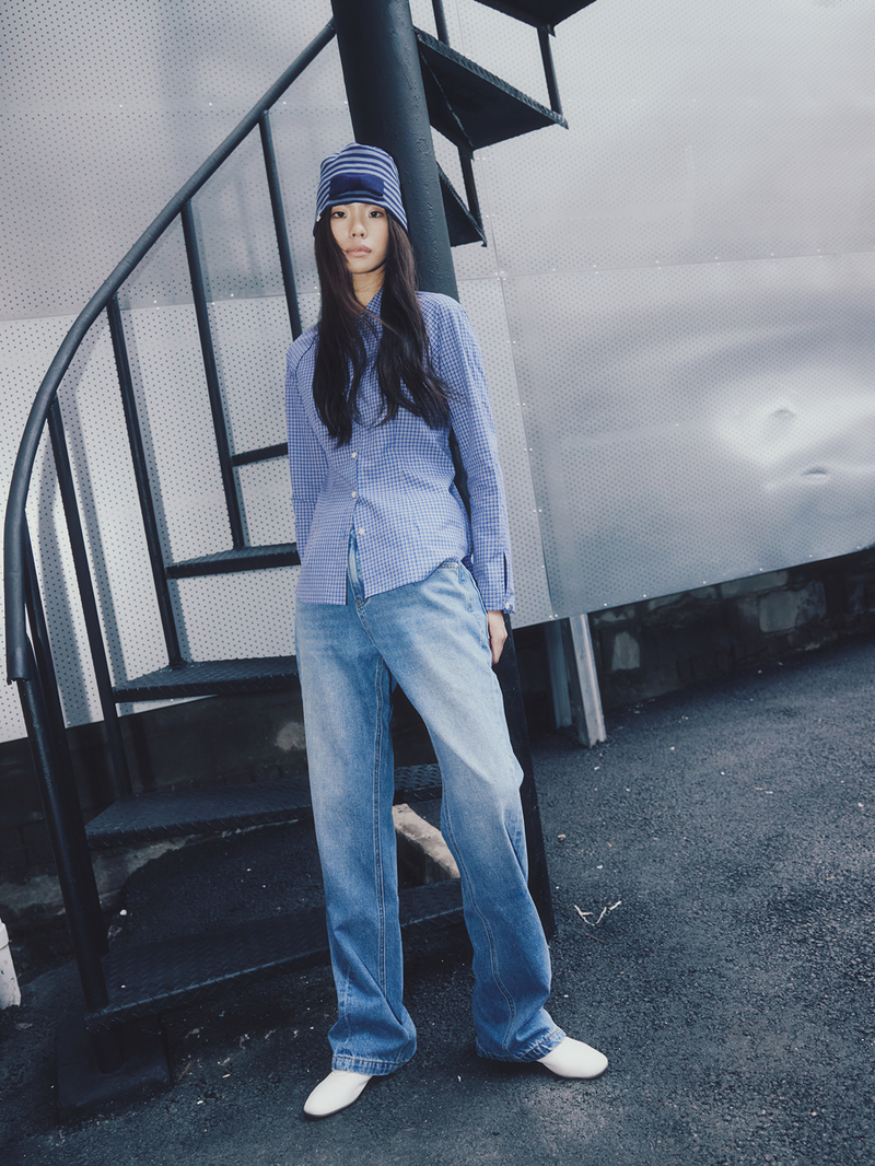 Tapered Round Denim Pants Indigo