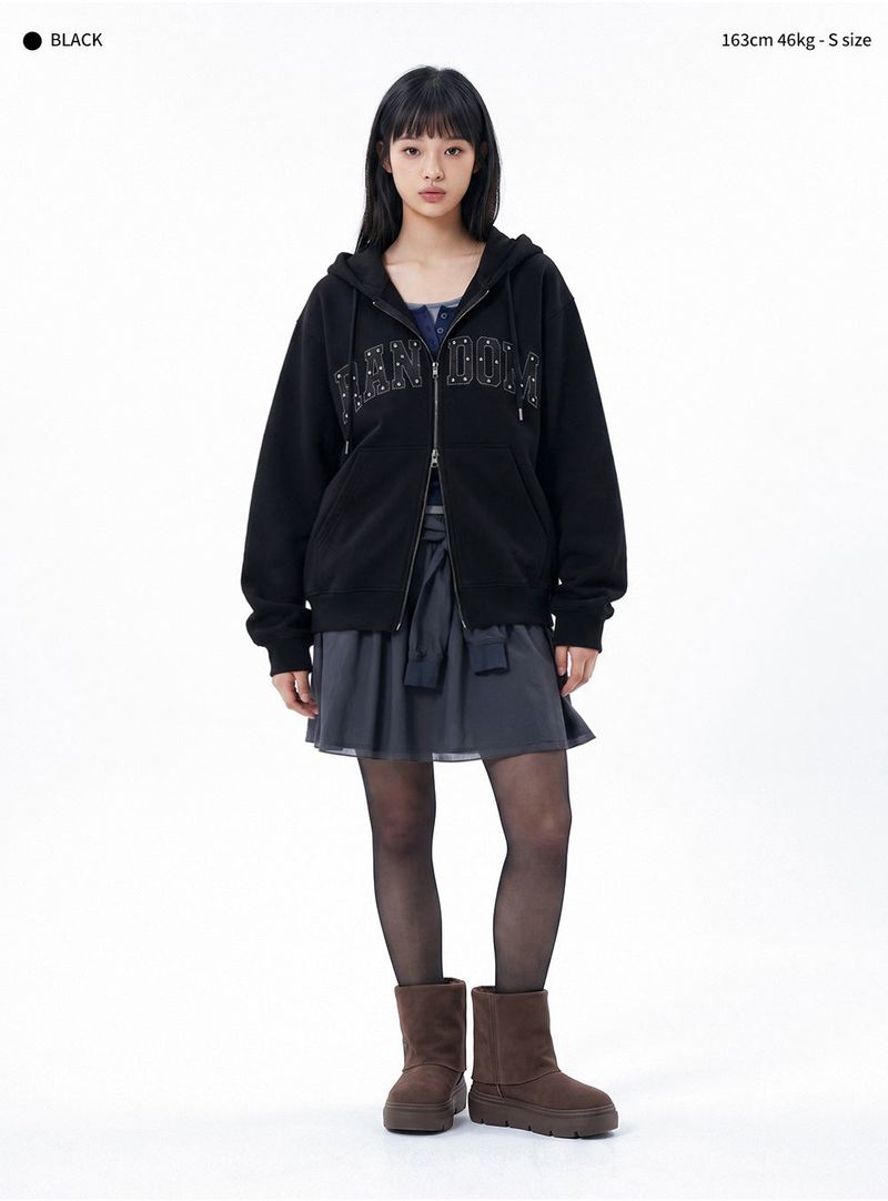 RANDOM STUD ARCH 2-WAY ZIP-UP (2color)