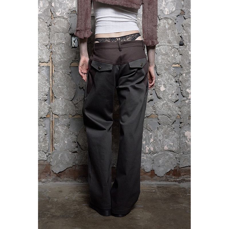 TWO-TONE FLOWER STRAIGHT JEAN