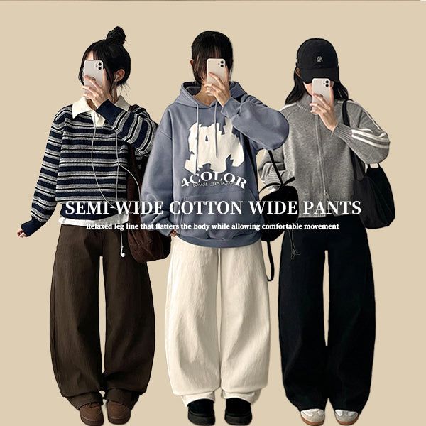 [Short & Long & Basic] Faure Pitchwashing Cotton Semi Wide Pants