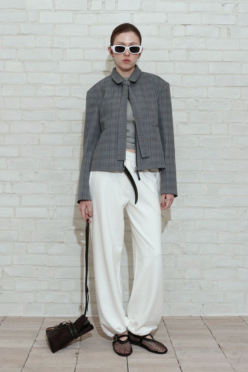 CHECK TAILORED TIE JACKET_BLACK