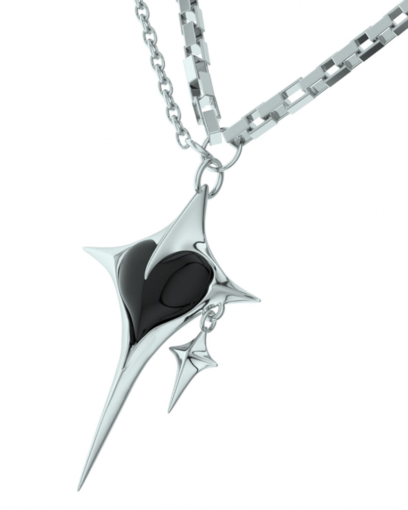 [Choi Ye Na, Chu, Lee Chae Yeon Pick] Cross Black Heart Square Chain Necklace