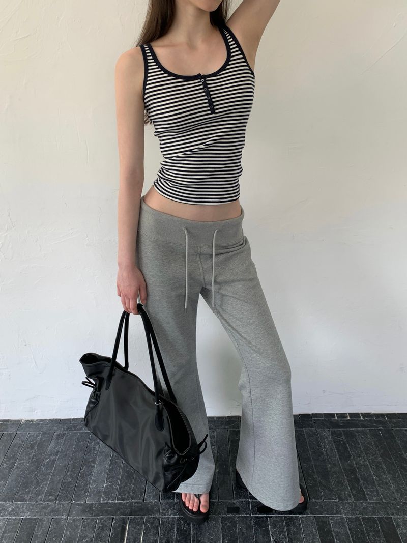 [ORIGINAL] Bat Henley neck Striped Layered Sleeveless