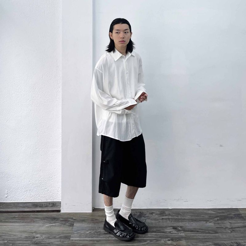 Micro-crinkle Baggy Shirt