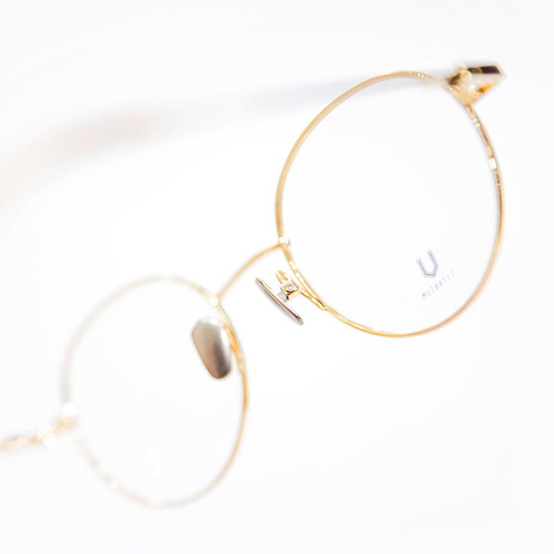 Knouun Round titanium glasses CODE. 103. D Sizzy Gold 