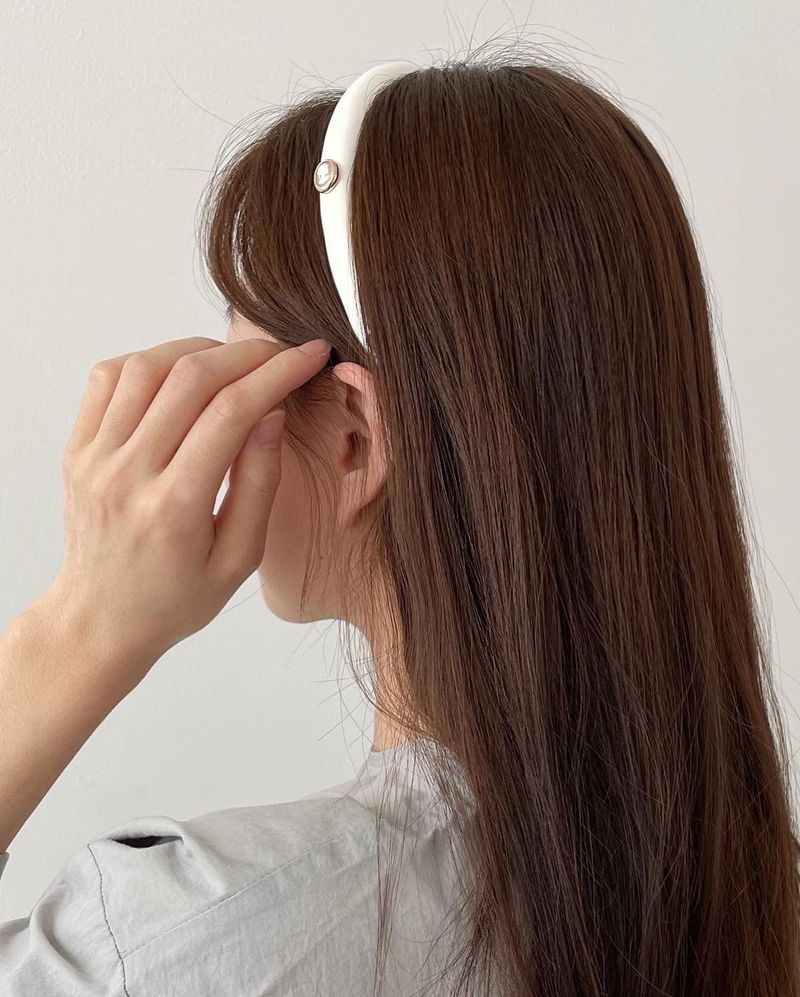 Vintage Mood Cameo Satin Slim HairBand  [White]