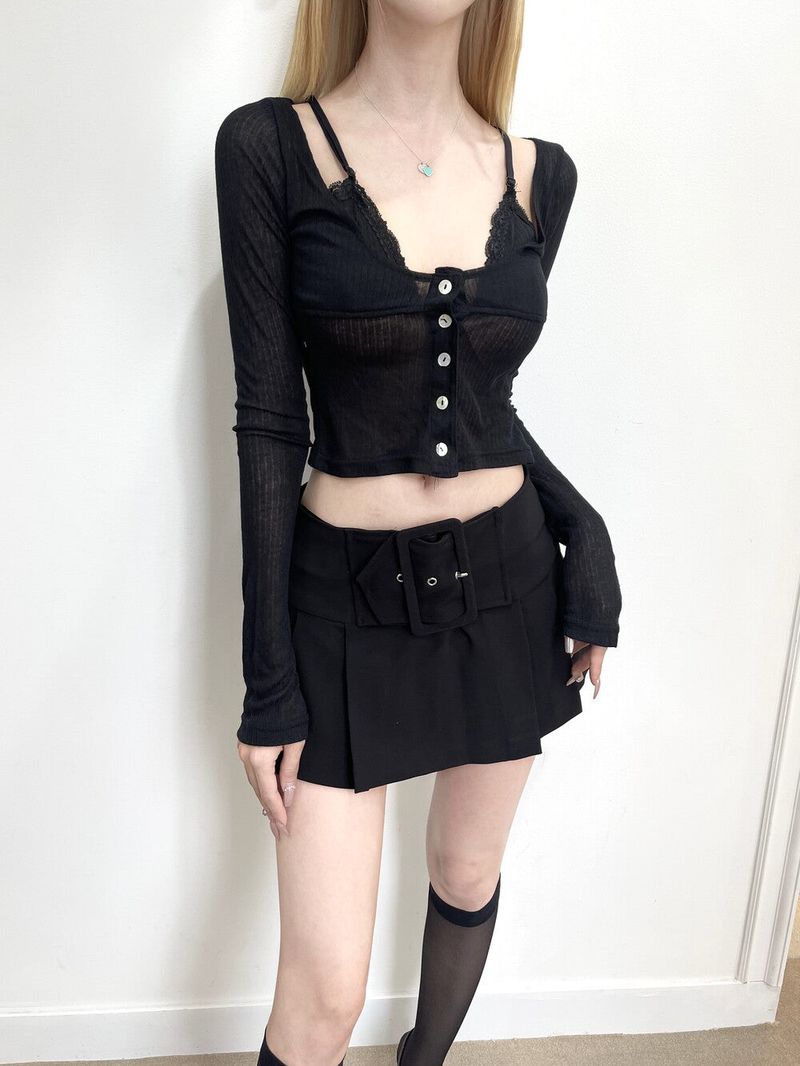 1303. Bralette layered button T (3color)