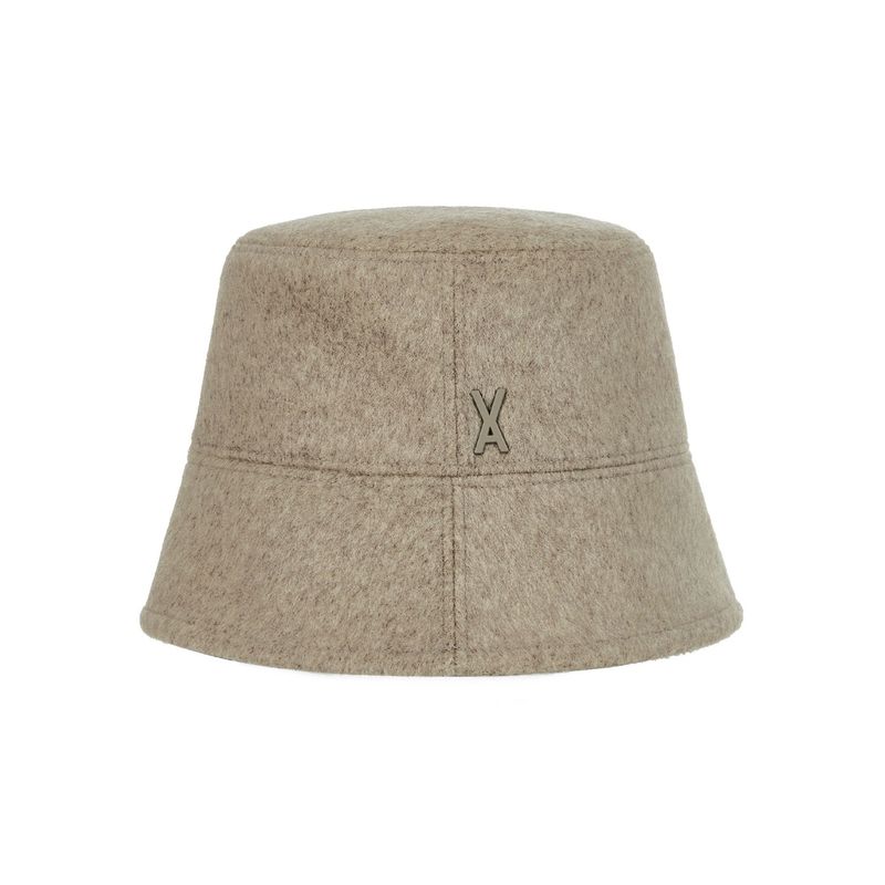 Stud Drop Over Fit Wool Bucket Hat Brown