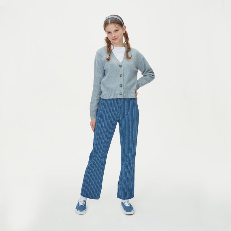 WOOL CROP KNIT CARDIGAN_BLUE