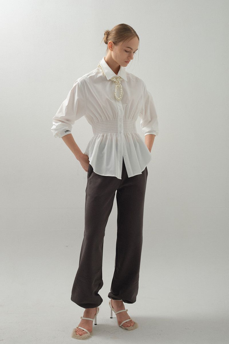 Curve Waist Stretch Shirt_White