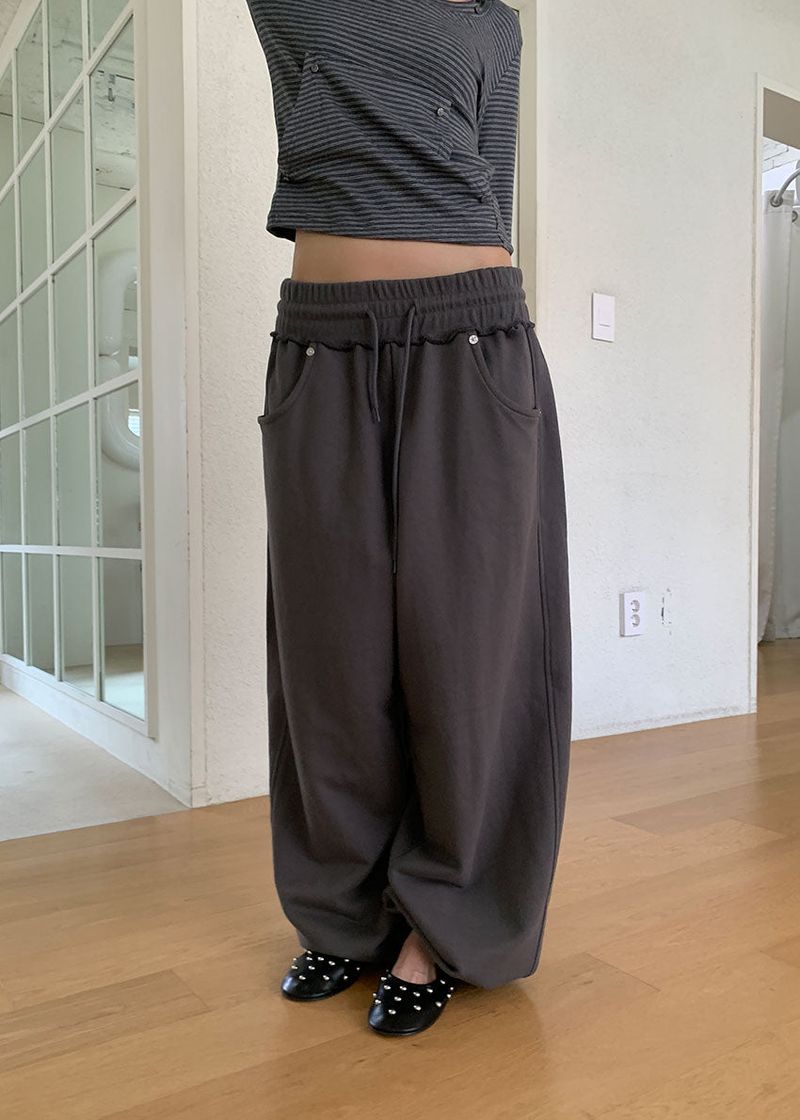EYELET WIDE JOGGER PANTS (4color)