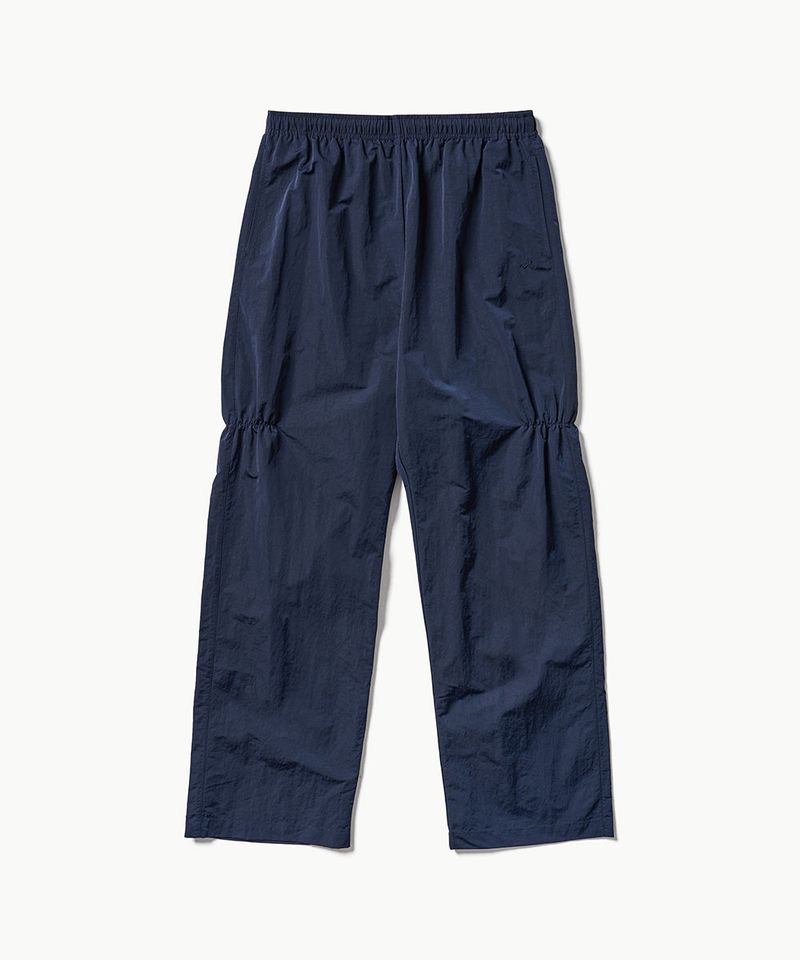 Shirring Nylon Straight Pants - Navy