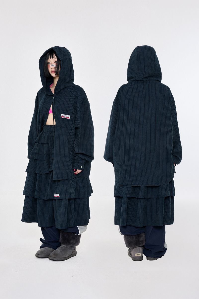 チェックラッフルスカート  Navy
