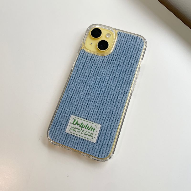 LABEL KNIT HARD JELL CASE_BLUE
