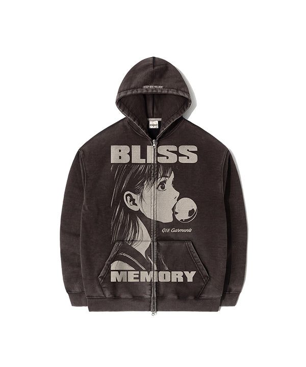 QT8 GARMENTS（キューティーエイトガーメント）の「OC Bliss ウォッシュドジップアップフーディー (ブラック)（トップス）」