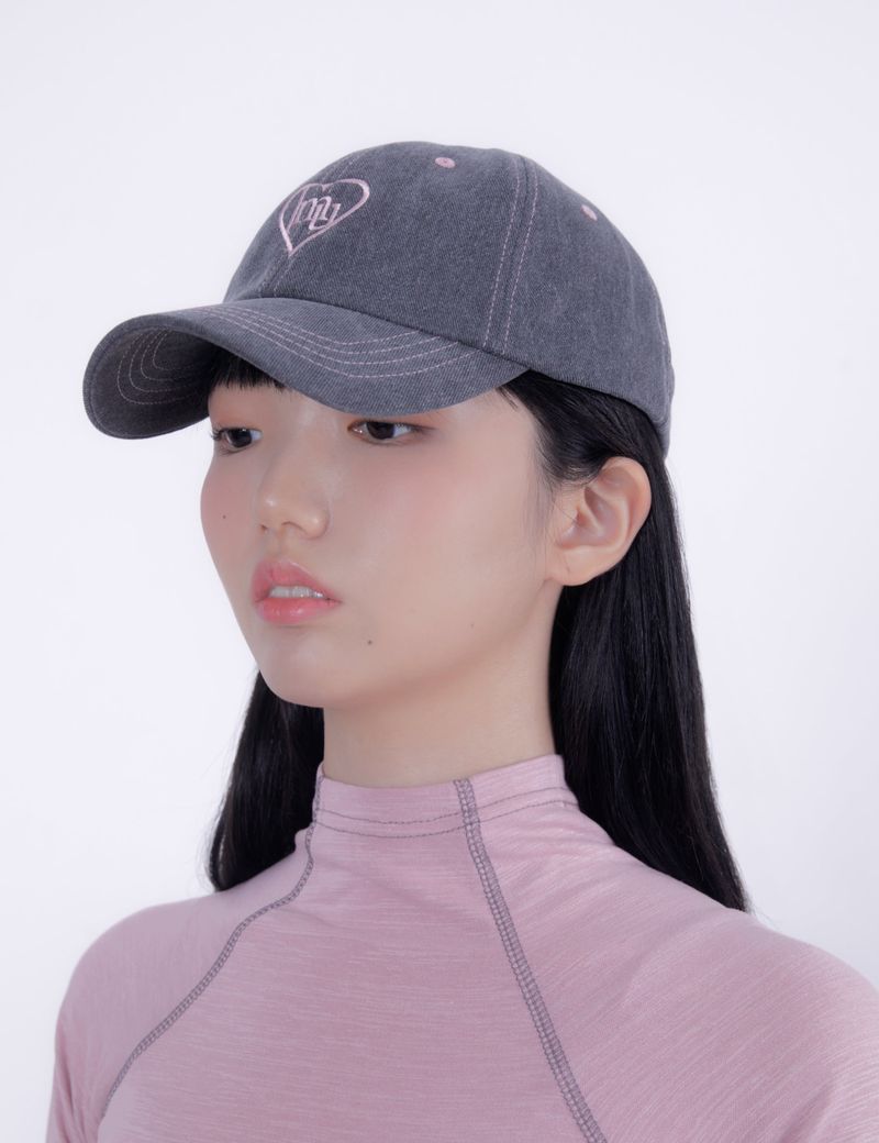 HEART SYMBOL BALL CAP (CHARCOAL)