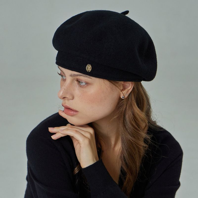 VA Oval-Metal Wool Beret  / Black