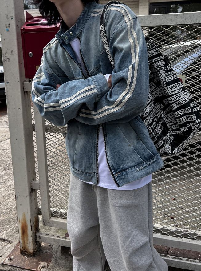 Wings Track Gradient Pinch Denim Jacket