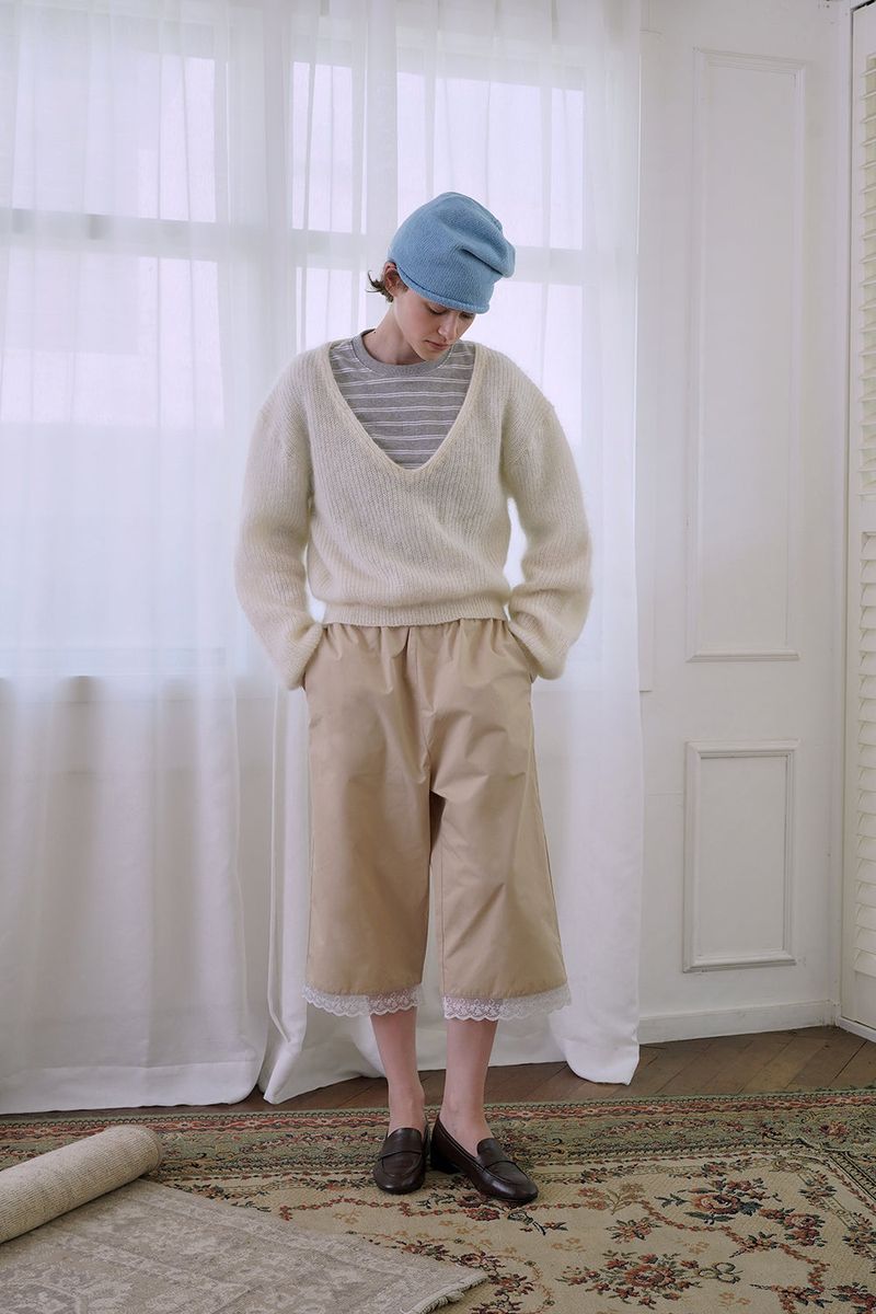 Mohair v-neck knit_ivory