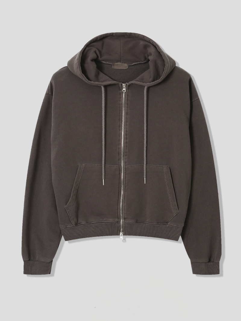 pigment crop hood zip up 