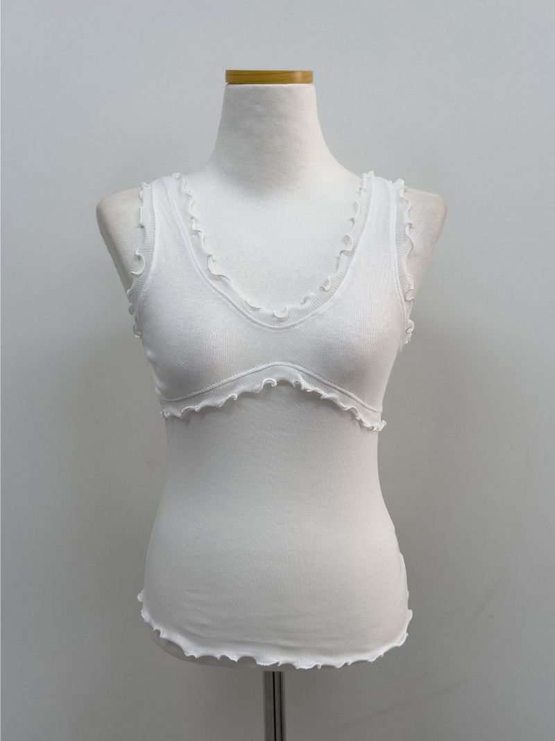 Ruffle V-Neck Sleeveless Top