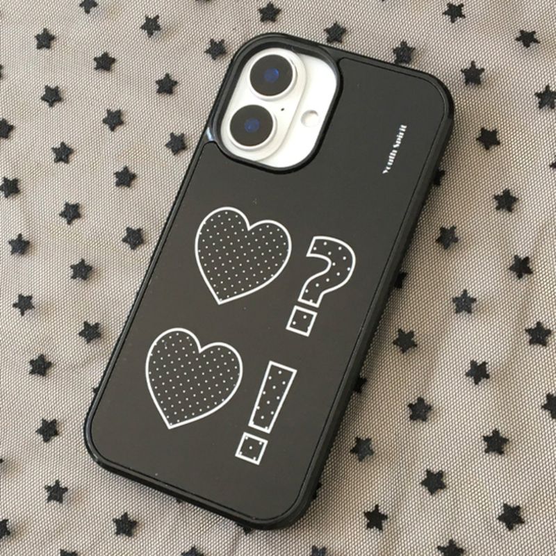 Polka Dot Heart Black Epoxy Bumper Case