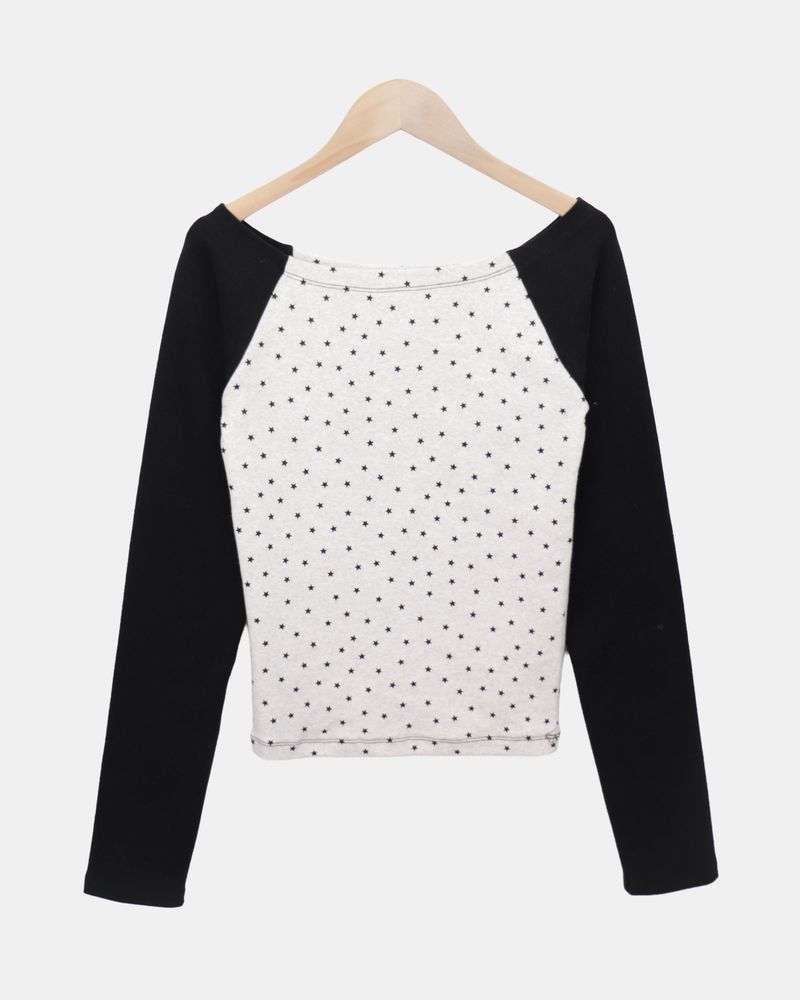 Keon Off-Shoulder Peach Fleece Star T-Shirt
